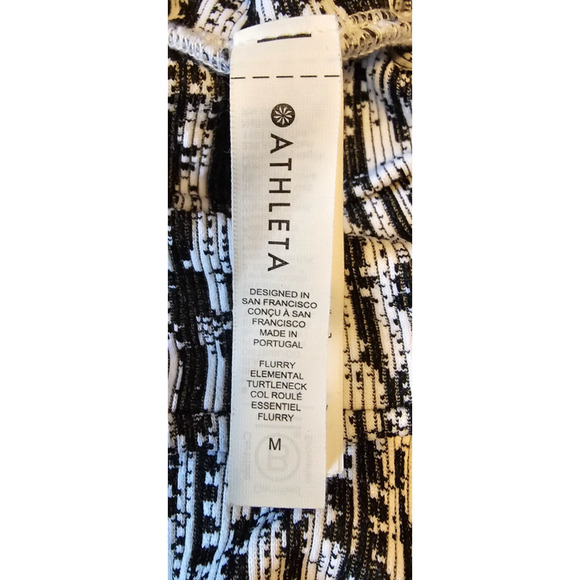 Athleta Flurry Elemental Seamless Turtleneck Top Base Layer sz M, black/white - Picture 3 of 4
